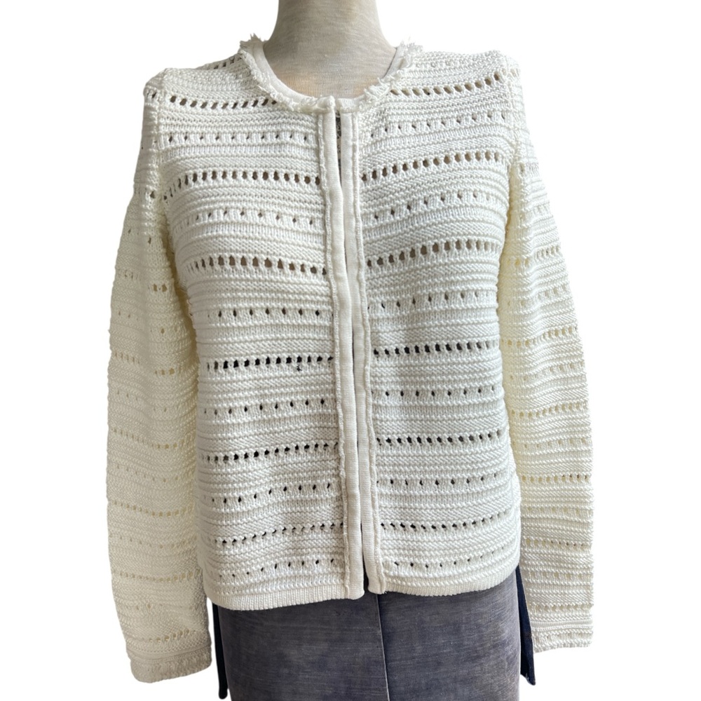 Etcetera White Knit Cardigan Sweater